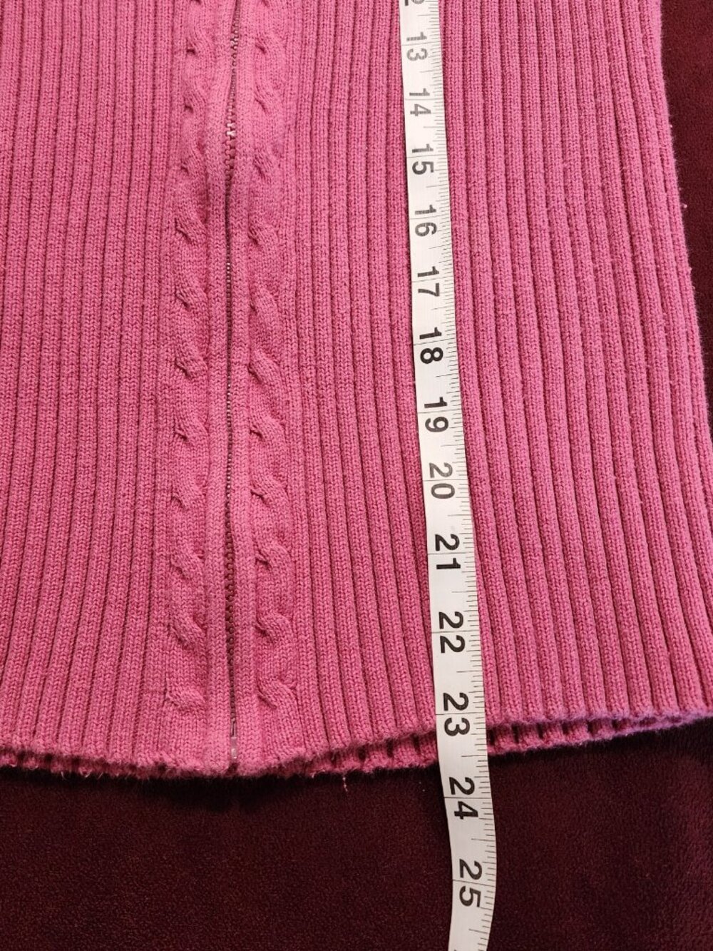 Cherokee Women's Junior's Cardigan Sweater Full Zip Ribbed Pink Size XL - Picture 8 of 10